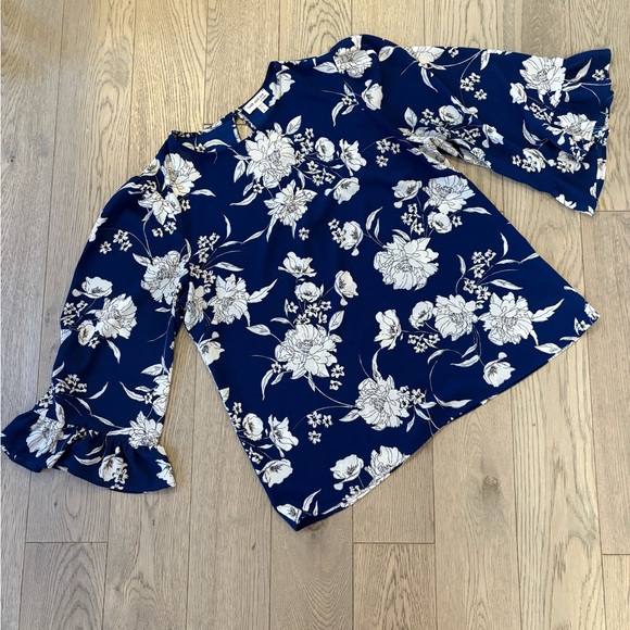 Faith and Joy Tops - Faith and Joy Navy Blue Floral Blouse